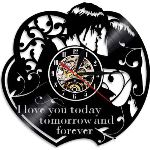 Love You Today Tomorrow And Forever Vinyl Record Wall Clock Romantic Love Wall Watch Personalized Valentines LOVE Couple Gift
