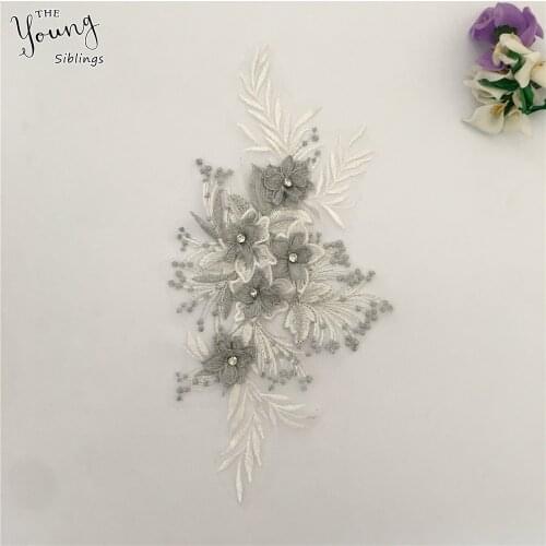 New arrive 3D Embroidery Applique Neckline Lace collar DIY Rhinestone Trim Sewing Fabric Clothing Accessories Scrapbooking