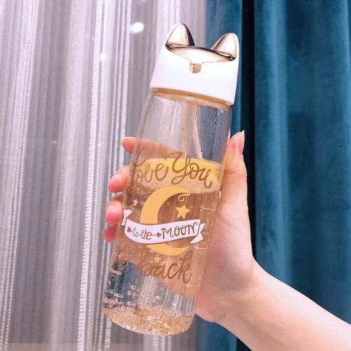New Angel Cat Cartoon Space Bottle Portable High Temperature Resistant Plastic Bottle Drop Student Cute Water Bottle