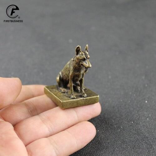 Solid Pure Brass Small Dog Seal Statue Chinese Feng Shui Lucky Home Decorations Ornaments Lovable Animal Figurines Desk Decor