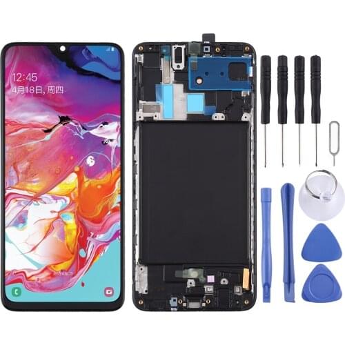 IPartsBuy Original Super AMOLED Material LCD Screen and Digitizer Full Assembly with Frame for Galaxy A70