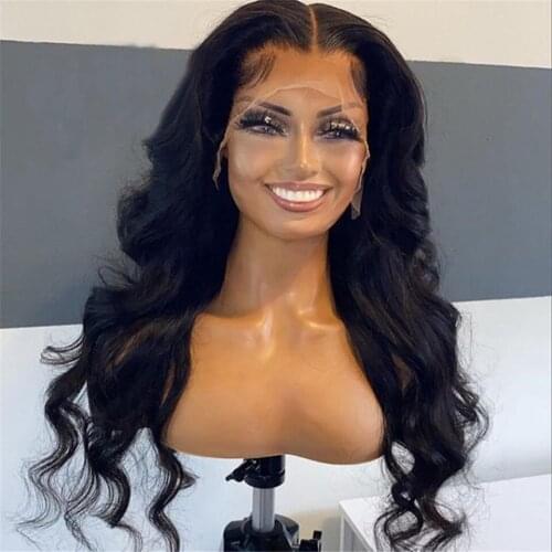 Synthetic Lace Front Wigs for Women Black Colored Long Wavy Wigs Heat Resistant Natural Hair Lace Wig for Daily Cosplay