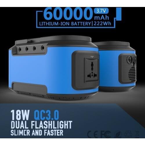 Generator Portable Power Station 200W 110V 220V Generator Solar Portable 60000mAh
