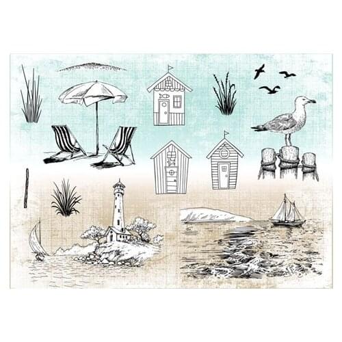 Seascape Beach Life Transparent Clear Silicone Stamp Seal for DIY scrapbooking photo album Decorative clear stamp sheets A1007