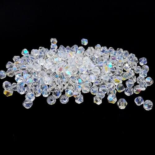 TianBo Sale Clear AB Color 100pcs 4mm Bicone Austria Crystal Beads charm Glass Beads Loose Spacer Bead for DIY Jewelry Making