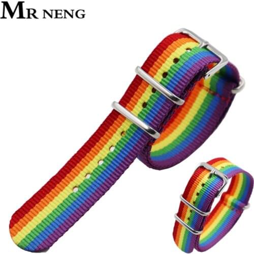 NATO For rainbow nylon strap watchband men women watches accessory bracelet wristband 14mm 16mm 18mm 20mm 22mm 24mm