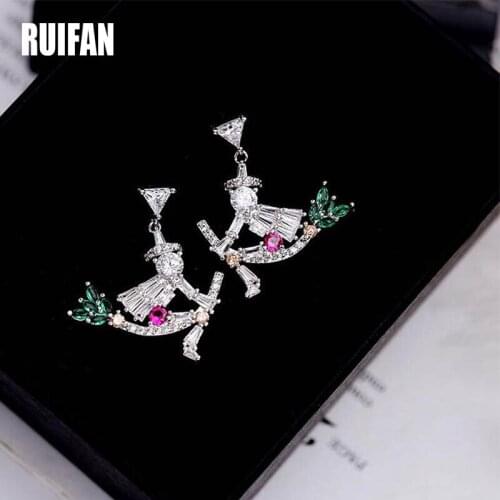Ruifan Magician Shape Colorful Cubic Zircon Earrings Fashion 2020 Woman Earring Jewelry Gift Mistress Girl Free Allergy YEA074
