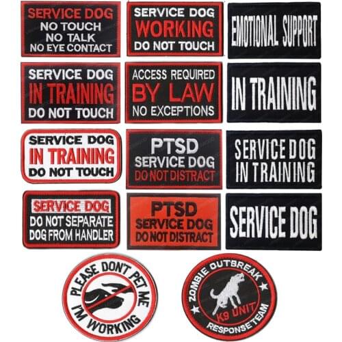 Service Dog Working Do Not Touch Embroidered Patches Military Tactical Badge K9 Hook & Loop Fastener Parches For Bag