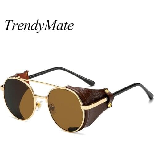 Fashion Round Steampunk Sunglasses Brand Designer Women Men Vintage Punk Sun Glasses Luxury Sunglass UV400 Oculos de sol 5511