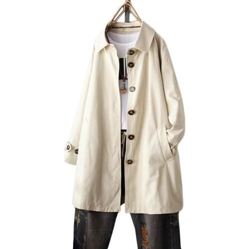 New Women Long Windbreaker 2021 Spring Autumn Korean Loose Khaki Trench Coat Womens Single-breasted Casual Windproof Outerwear
