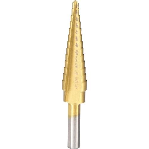 Uxcell Step Drill Bit HSS4241 1/8" to 1/2" 13 Sizes Straight Flutes Triangular Shank for Metal Wood Plastic