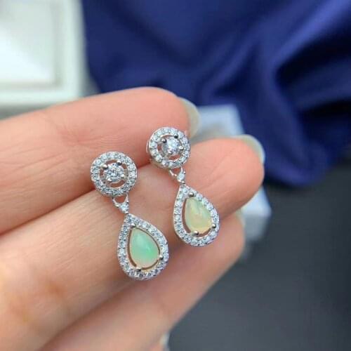 Party Best Gift 100% Natural And Real Opal Earring 925 sterling silver Fine jewelry