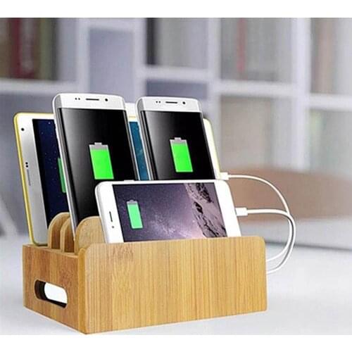 2021 New Phone Charging Dock Bracket Bamboo Desktop Mobile Phone Tablet Charging Dock Organizer Holder