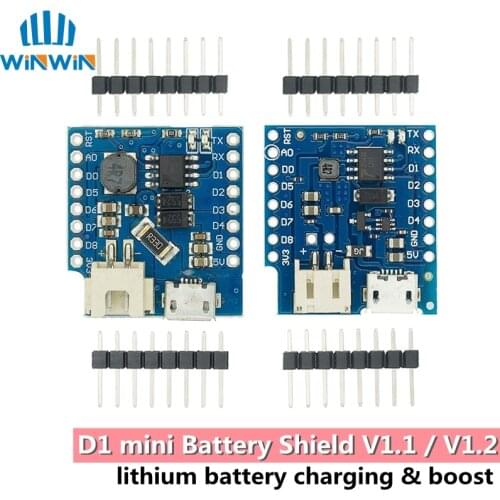 Battery Shield V1.1.0 V1.2.0 For WEMOS D1 mini single lithium battery charging & boost