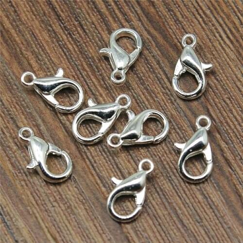 50pcs 8 Colors 12mm 10mm Metal Alloy Lobster Clasp Hooks For Necklace & Bracelet Chain DIY Fashion Jewelry Findings