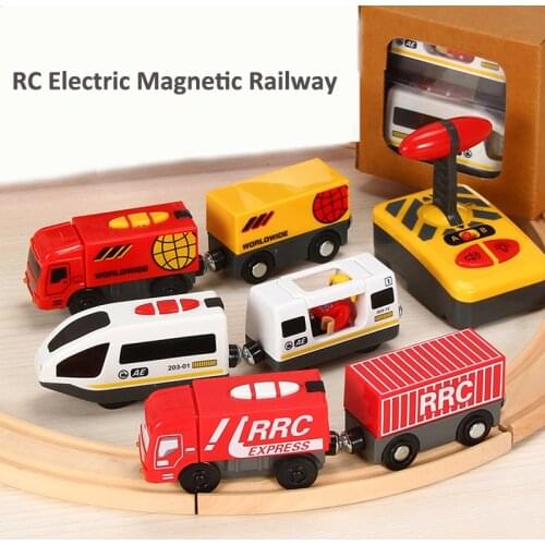 Railway Locomotive Magnetically Connected Electric Small Train Magnetic Rail Toy Compatible With Wooden Track Present For Kids