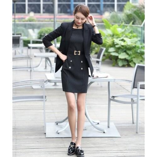 Ladies Black BLazer Women Business Suits Formal Office Suits Work Dress and Jacket Sets Office Uniform Style