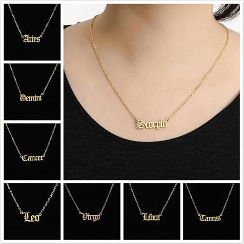 2020 Style Constellation Zodiac Necklaces Jewelry for Women Fashion Style Designed Letter Sagittarius Leo Necklaces Collier