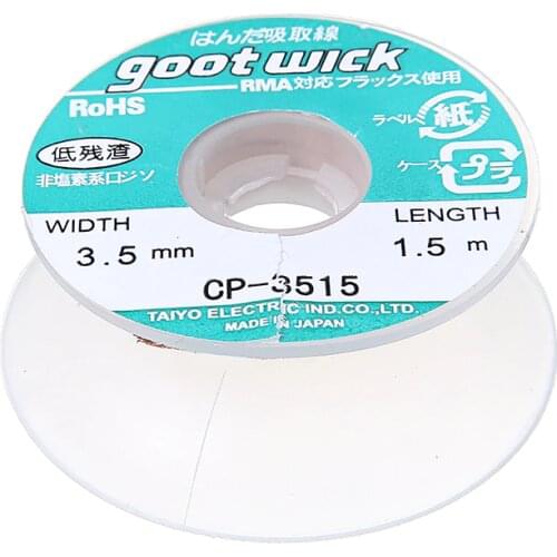 1pc CP-3515 Desoldering Braid Anti-corrosion Desolder Remover Wick 1.5m Length 3.5mm Width For Absorbing Excess Solder Mayitr