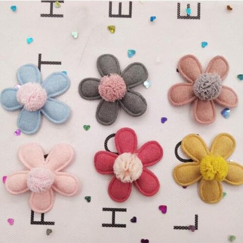 20pcs/lot Cute Rabbit head with ball decoration Padded appliques for headwear accessories , cloth decoration