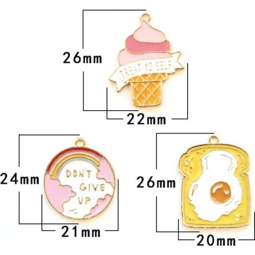 10pcs/Lot Cake Egg Diy Handmade Oil Enamel Charms Design for Jewelry Making Earring Bracelet or Necklace