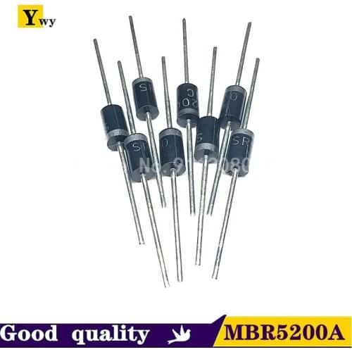 10pcs/lot SR5200 = SB5200 MBR5200 DO-27 In Stock 5A/200V Schottky diodes