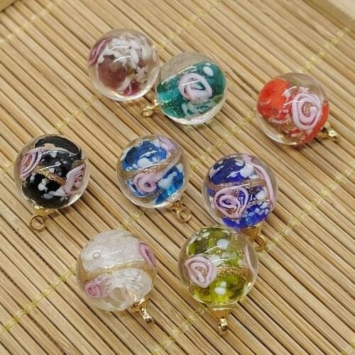 10pcs Glass Ball Pendant Colorful Handmade Jewelry Pendant Accessories Diy Charm Necklace Earrings Jewelry Making Wholesale