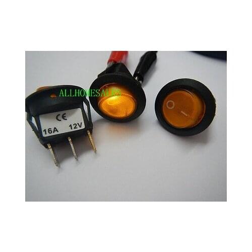 100p 12V Round Screen YELLOW red green blue LED Lighted illuminated Rocker Switch