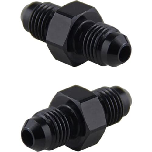 2PCS UNIVERSAL AN3 to 3AN ALUMINIUM STRAIGHT MALE FLARE UNION FITTING ADAPTER Black