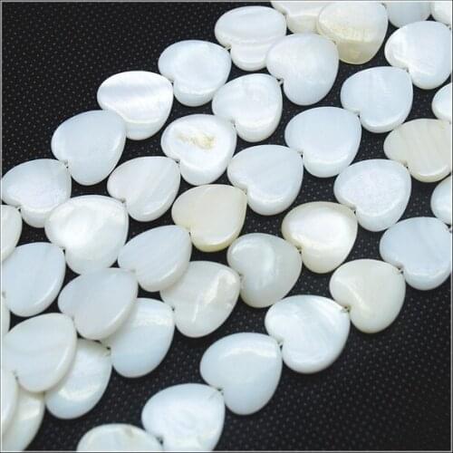 26pcs nature mother of pearl shell beads heart shape size 15mm round surface for bracelets making accessories