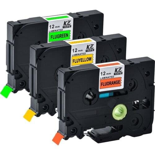 3Packs Mixed Fluorescent color Laminated label Tape Compatible tze-B31 TZE-C31 for brother p-touch label maker ribbon cassette