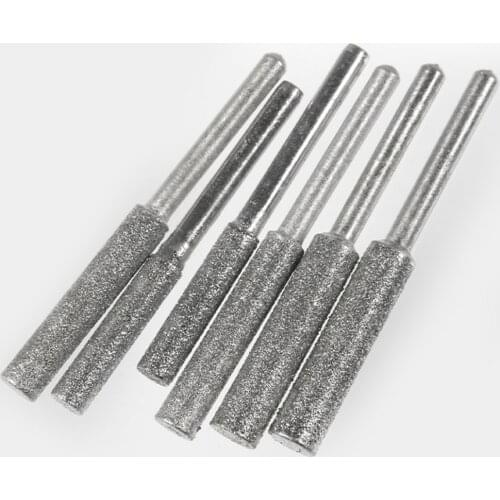 5PCS Diamond Coated Cylindrical Burr 4mm Chainsaw Sharpener Stone File Chain Saw Sharpening Carving Grinding Tools