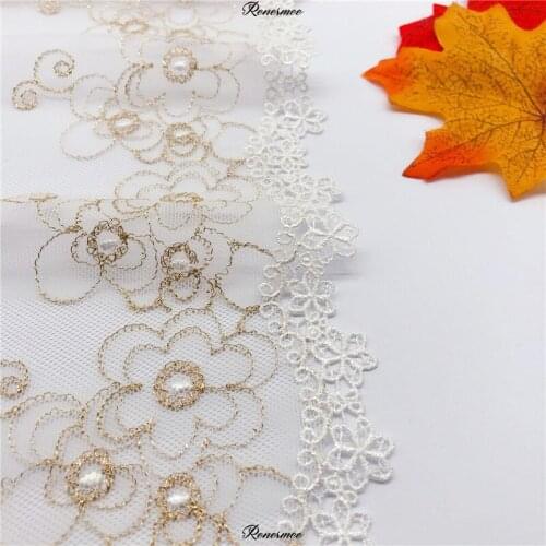 5Yard Gold Lace Clothing Trims Accessories Mesh Embroidery Gold Thread Dress Lolita Flowers Two-color Wedding Skirt Accessories