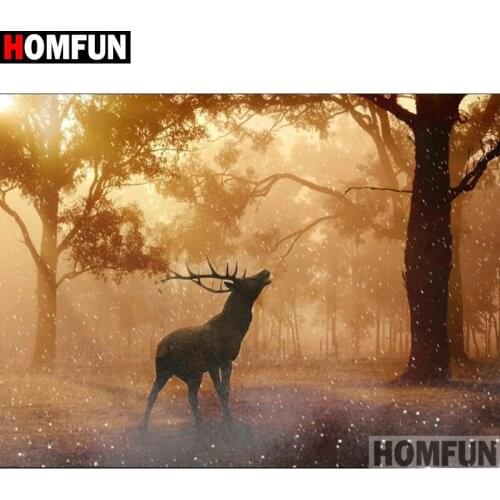 HOMFUN Full Square/Round Drill 5D DIY Diamond Painting "Deer scenery" 3D Diamond Embroidery Cross Stitch Home Decor A19279