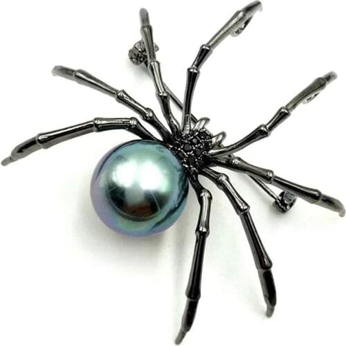 Big Sale Colorful Bling High Quality Zircon Spider Brooch Black&White Polish Brooch Pins For Party Jewelry Beautiful Brooch