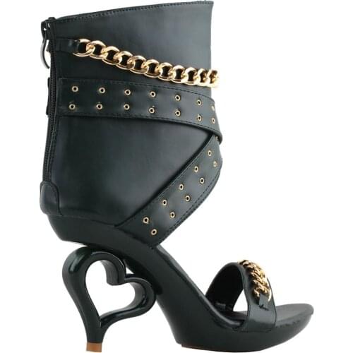 LF60817 SHOW STORY Strappy Ankle Strap Bride Wedding Dancing Heart Heels Sandals