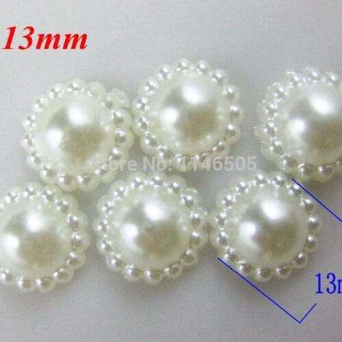 50PCS/lot wholesale sunflower shape Pearl Bead Flat Back Craft 13mm Flatback Nonporous Beads Garment scrapbooking accessories