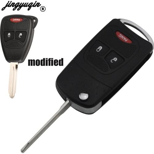 Jingyuqin 10pcs 3 Button Case Button Pad Flip Key shell Fit For Chrysler For Jeep For Dodge Ram 1500 Caliber Nitro Ram 2500 3500