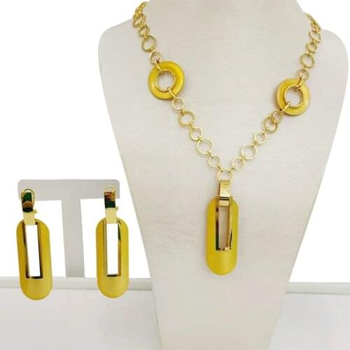 Flower Copper Trendy New Arrivals Jewelry Sets Long Drop Earrings Pendant Lace Bracelet For Party Women Gift Italian Gold