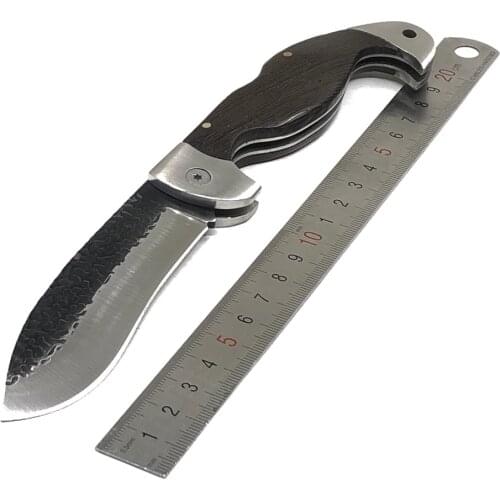 Damascus Folding Pocket Knife 8.27'' Outdoor Survival Tactical Knife Wood Handle Camping Hiking Fishing Hunting Knives EDC Tool