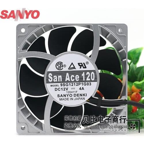 For Sanyo 9SG1212P1G06 9SG1212P1G03 12cm high temperature fan speed fan violence 12038 12V 4A powerful 120*120*38mm