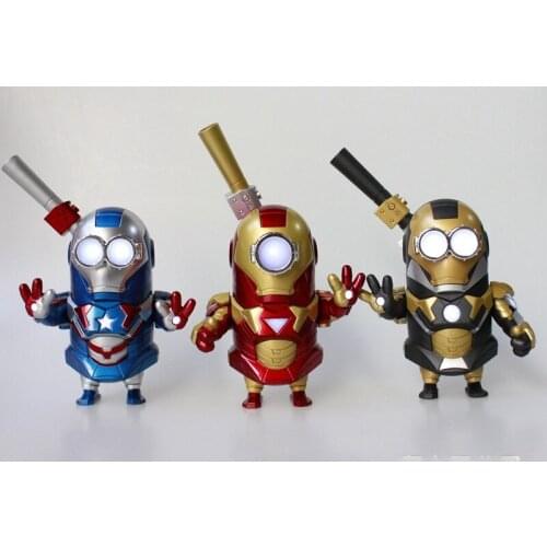 Marvel Avengers Iron Man Cos Minion Hulkbuster Q Version Light Iron Man Dolls Action Figure Model Toys Voice Control Fans Toy