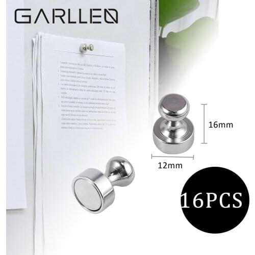 GARLLEN 16Pcs Neodymium Push Pins Magnets for Pinboard Memo Board Refrigerator Strong Magnet Metal Magnetic Push Pin Cone 16 mm