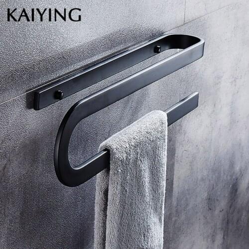KAIYING Toilet Towel Ring Wall-mounted Towel Holder Alumimum Bathroom Accessories Hardware,Black,5902