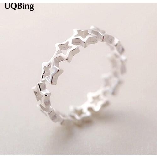 Fres Shipping 925 Sterling Silver Hollow Star Finger Open Rings For Women Jewelry