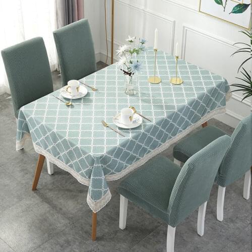 5 Pcs/Set Fashionable Nordic Tablecloth Chair Cover Set, Simple Stripe Grid Printing, Comfortable Home