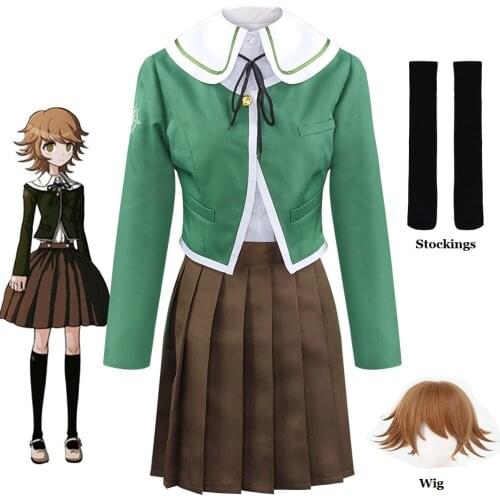 Kuma Chihiro Fujisaki Cosplay Costume Danganronpa Fujisaki Cosplay Wig Womens JK Uniforms Suit Halloween Carnival Costume