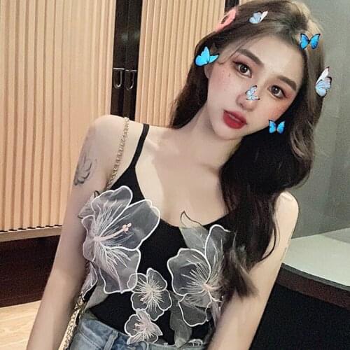 Hot Summer Small Camisole Women 2021 New Handmade Flowers Fashion Casual Suspenders Vest Sexy Nightclub Female Tops