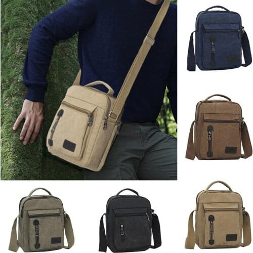 Mens Fashion Canvas Solid Color Casual Business Shoulder Bag Messenger Bags Sling Bag For Men Crossbody Pouch#g30