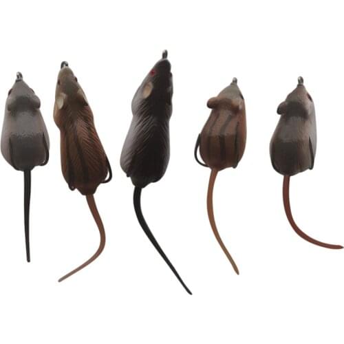 5 Pieces Soft Mouse Lures 3D Rat Baits Tackle Set, Artificial Top Water Mice Bass Lures Crankbait Kit with Storage Box
